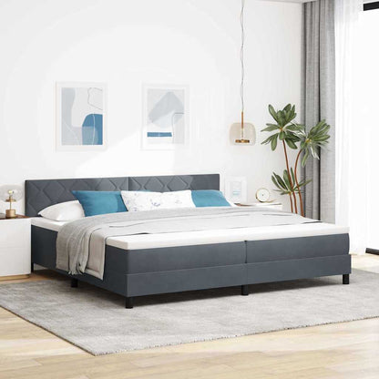 LED Box Spring Bed met matras Donkergrijs 200 x 200 cm Fluweel