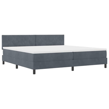 LED Box Spring Bed met matras Donkergrijs 200 x 200 cm Fluweel