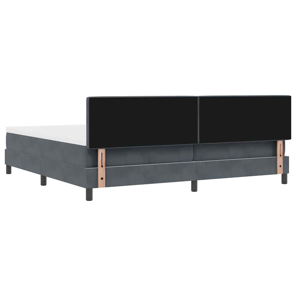 LED Box Spring Bed met matras Donkergrijs 200 x 200 cm Fluweel