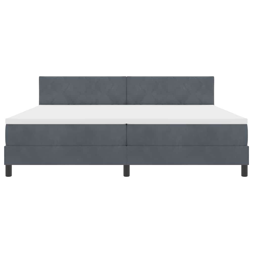 LED Box Spring Bed met matras Donkergrijs 200 x 200 cm Fluweel