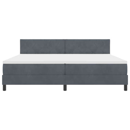 LED Box Spring Bed met matras Donkergrijs 200 x 200 cm Fluweel