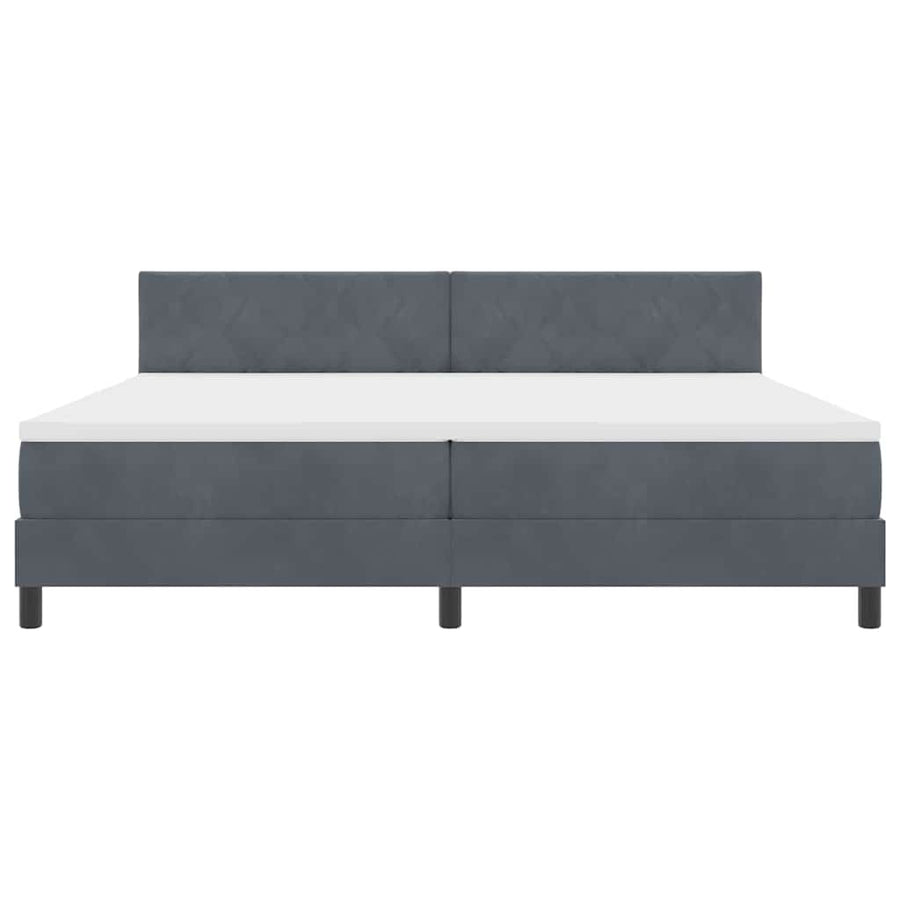 LED Box Spring Bed met matras Donkergrijs 200 x 200 cm Fluweel