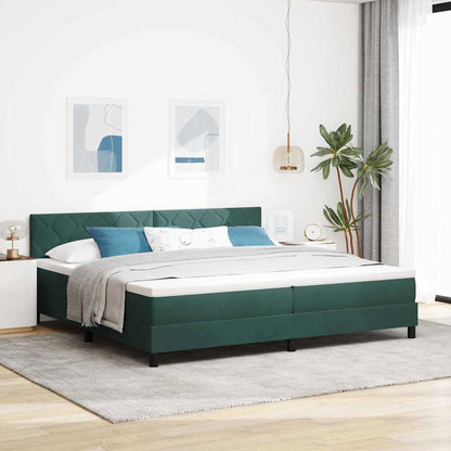 LED Box Spring Bed Donkergroen 200 x 200 cm Fluweel