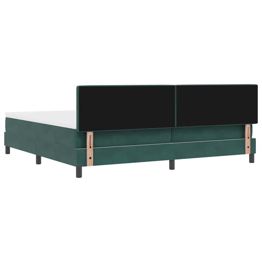 LED Box Spring Bed Donkergroen 200 x 200 cm Fluweel