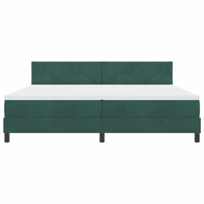 LED Box Spring Bed Donkergroen 200 x 200 cm Fluweel