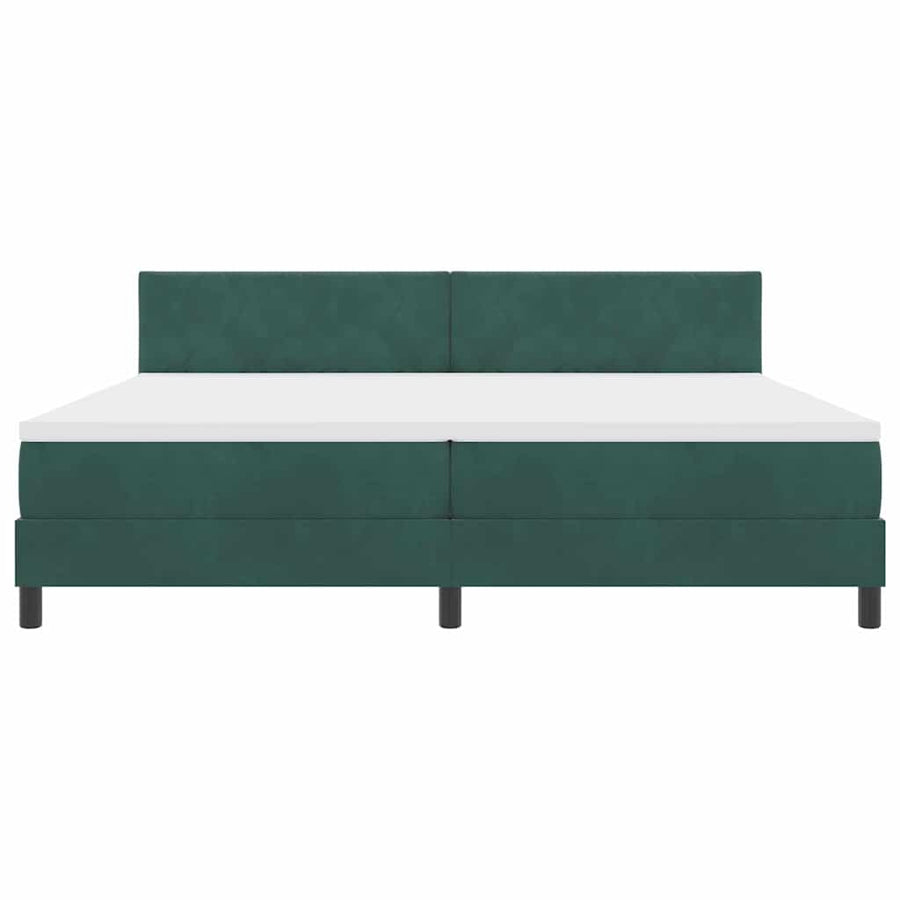 LED Box Spring Bed Donkergroen 200 x 200 cm Fluweel