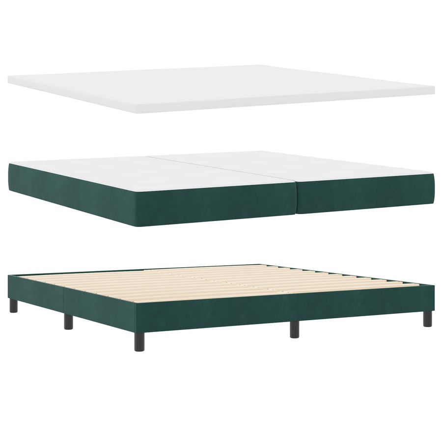 LED Box Spring Bed Donkergroen 200 x 200 cm Fluweel