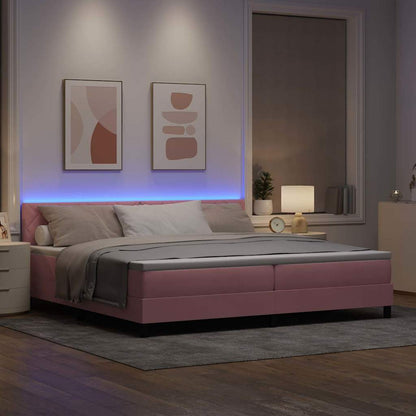 LED Box Spring Bed met hoofdeinde Roze 200 x 200 cm Fluweel