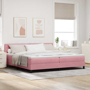 Boxspring bed 200x200 cm roze fluweel met led hoofdeinde