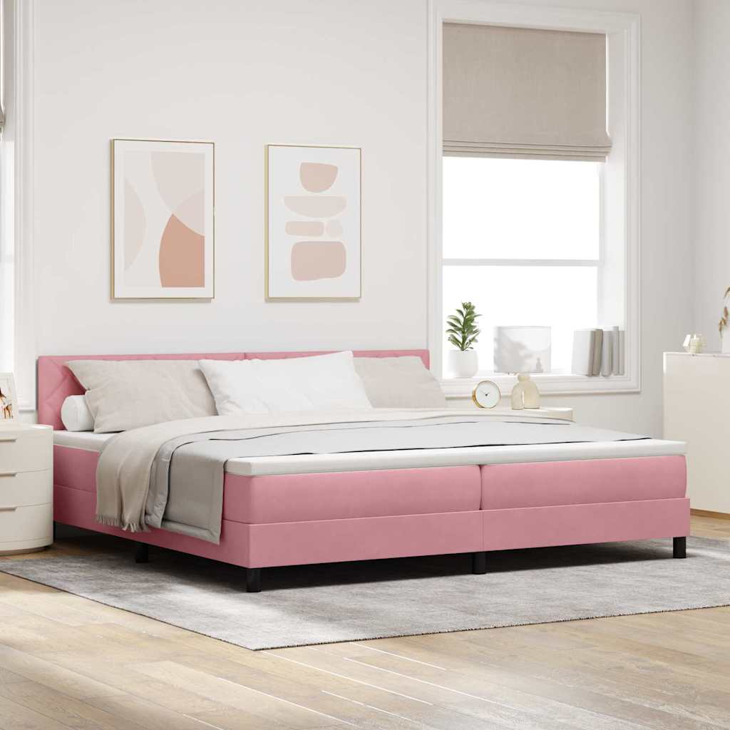 LED Box Spring Bed met hoofdeinde Roze 200 x 200 cm Fluweel