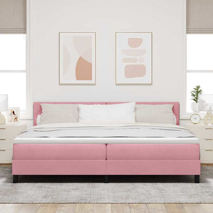 LED Box Spring Bed met hoofdeinde Roze 200 x 200 cm Fluweel