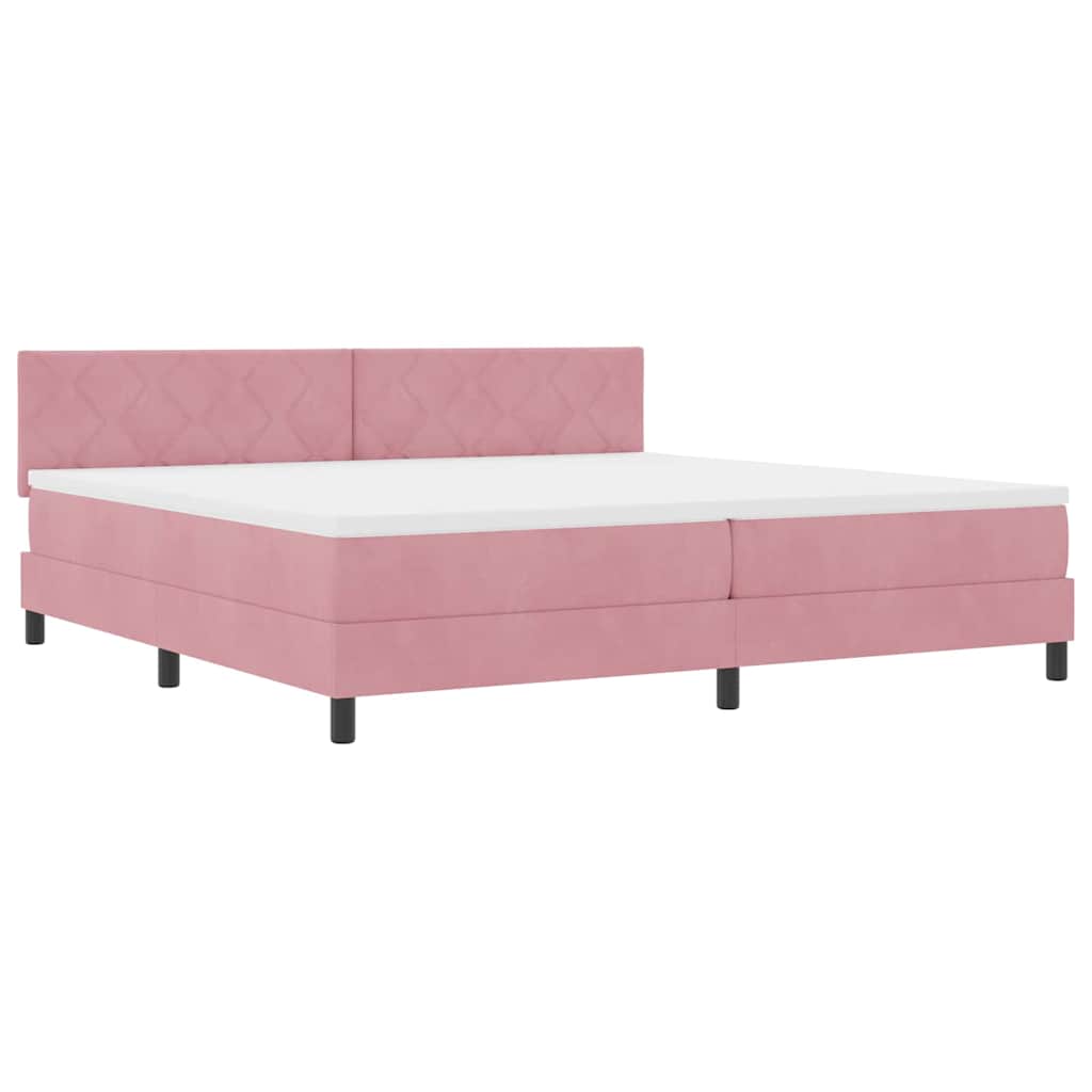 LED Box Spring Bed met hoofdeinde Roze 200 x 200 cm Fluweel