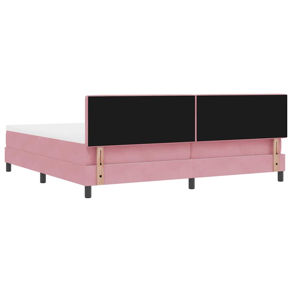 LED Box Spring Bed met hoofdeinde Roze 200 x 200 cm Fluweel