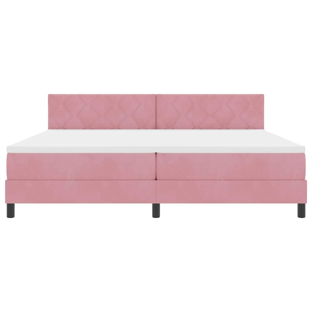 LED Box Spring Bed met hoofdeinde Roze 200 x 200 cm Fluweel