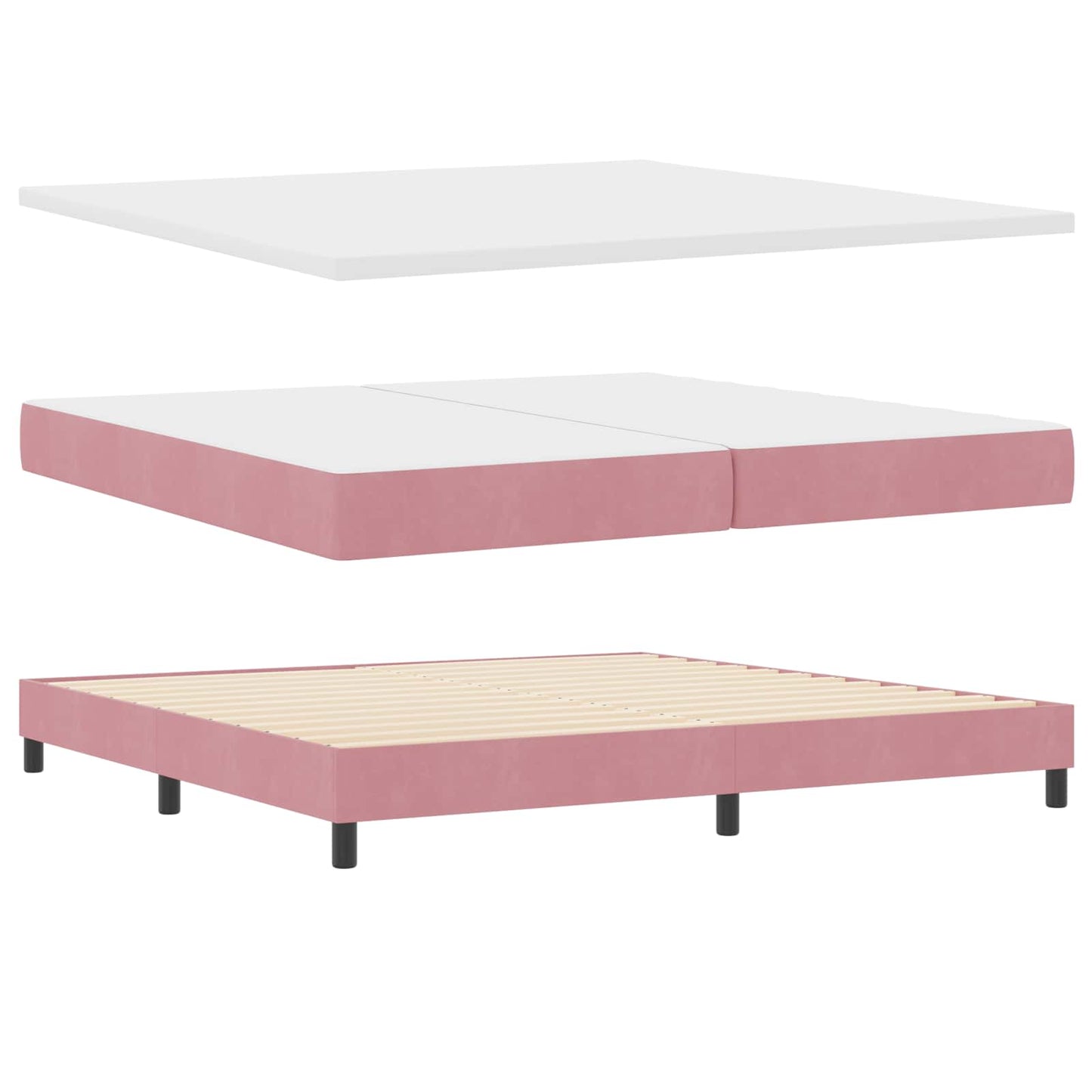 LED Box Spring Bed met hoofdeinde Roze 200 x 200 cm Fluweel