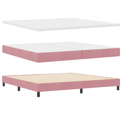 LED Box Spring Bed met hoofdeinde Roze 200 x 200 cm Fluweel