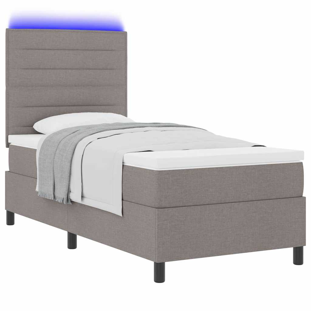 Boxspring bed met matras met LED Taupe 80 x 200 cm Stof