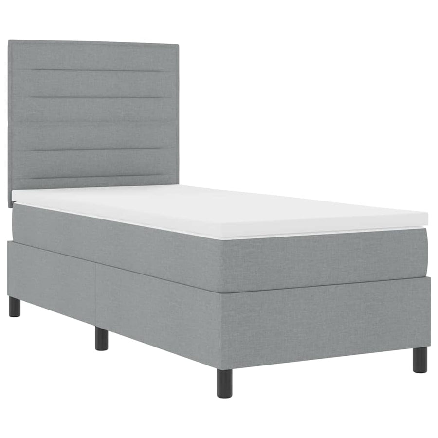 Boxspring bed met matras met LED Lichtgrijs 90 x 190 cm Stof