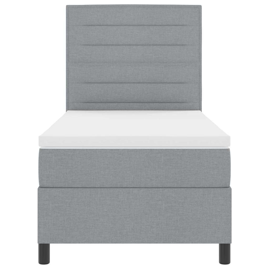 Boxspring bed met matras met LED Lichtgrijs 90 x 190 cm Stof
