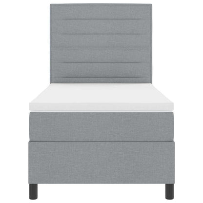 Boxspring bed met matras met LED Lichtgrijs 90 x 190 cm Stof
