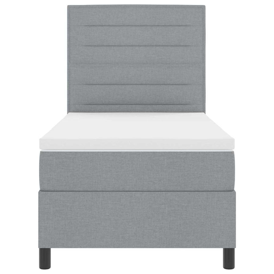 Boxspring bed met matras met LED Lichtgrijs 90 x 190 cm Stof