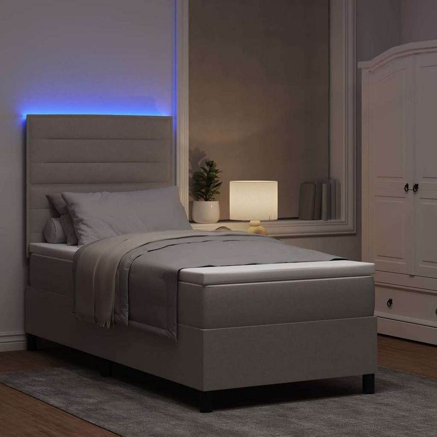 Boxspring bed met matras met hoofdeinde Taupe 90 x 200 cm Stof