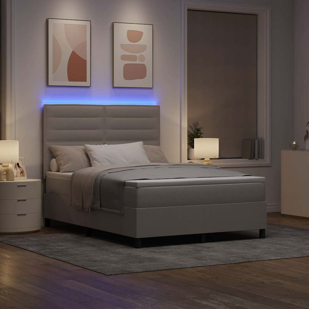 Boxspring bed met LED-stripverlichting Taupe 160 x 200 cm Stof