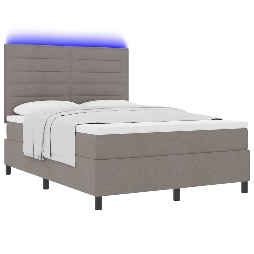 Boxspring bed met LED-stripverlichting Taupe 160 x 200 cm Stof