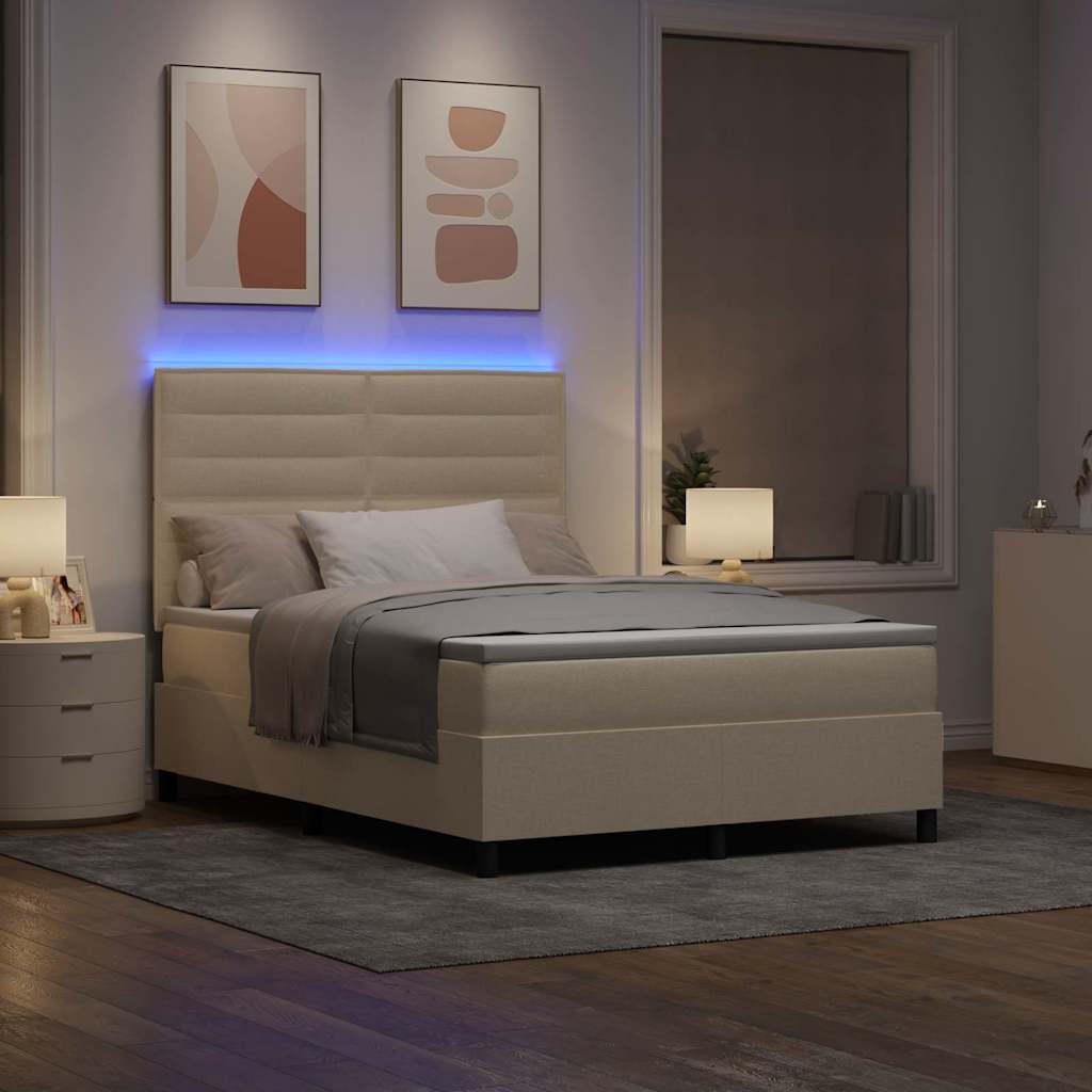 Boxspring bed met matras met LED Crème 160 x 200 cm Stof