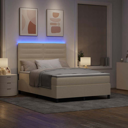 Boxspring bed met matras met LED Crème 160 x 200 cm Stof