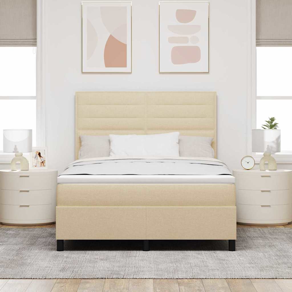 Boxspring bed met matras met LED Crème 160 x 200 cm Stof