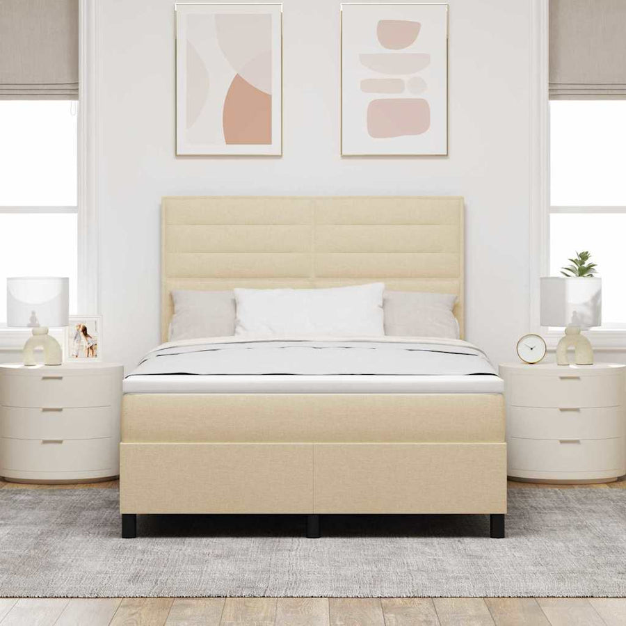 Boxspring bed met matras met LED Crème 160 x 200 cm Stof