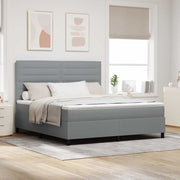 Boxspring bed 180x200 cm lichtgrijs met LED