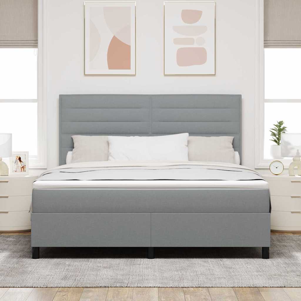 Boxspring bed met matras met LED Lichtgrijs 180 x 200 cm Stof