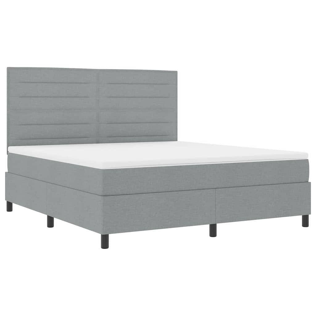 Boxspring bed met matras met LED Lichtgrijs 180 x 200 cm Stof