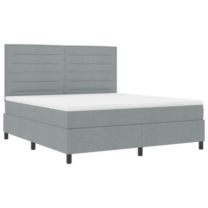 Boxspring bed met matras met LED Lichtgrijs 180 x 200 cm Stof