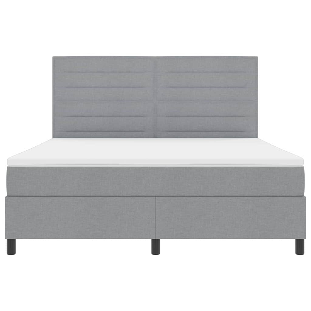 Boxspring bed met matras met LED Lichtgrijs 180 x 200 cm Stof