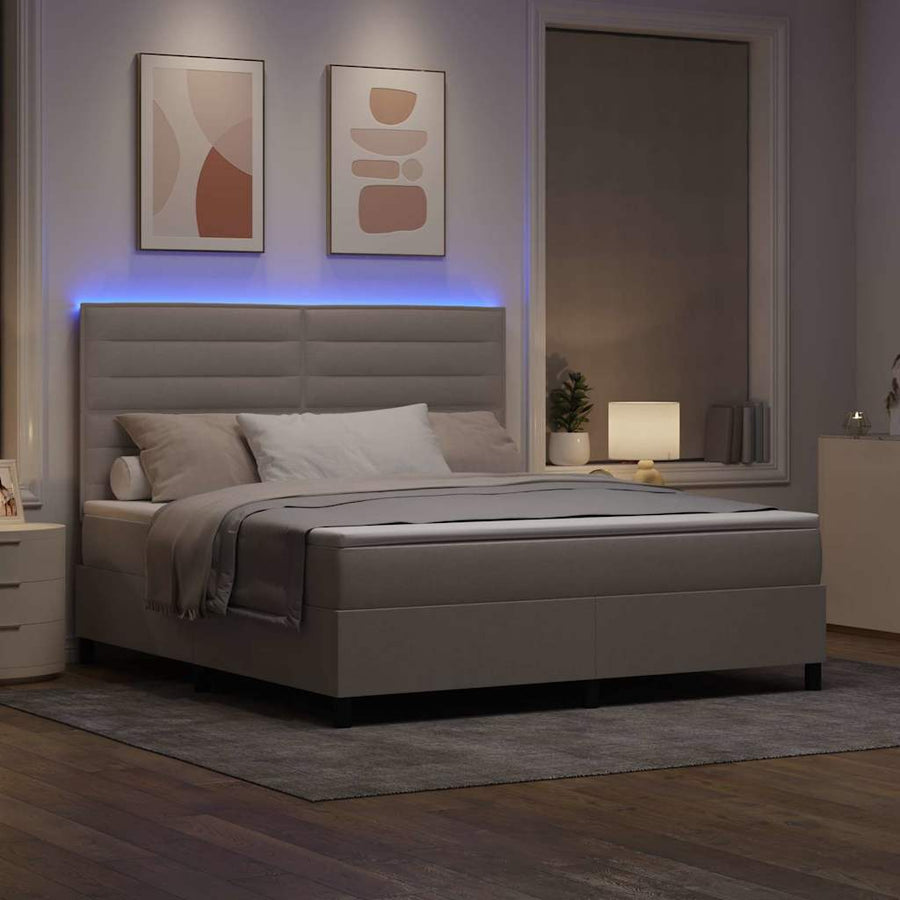 Boxspring bed met matras met LED Taupe 180 x 200 cm Stof