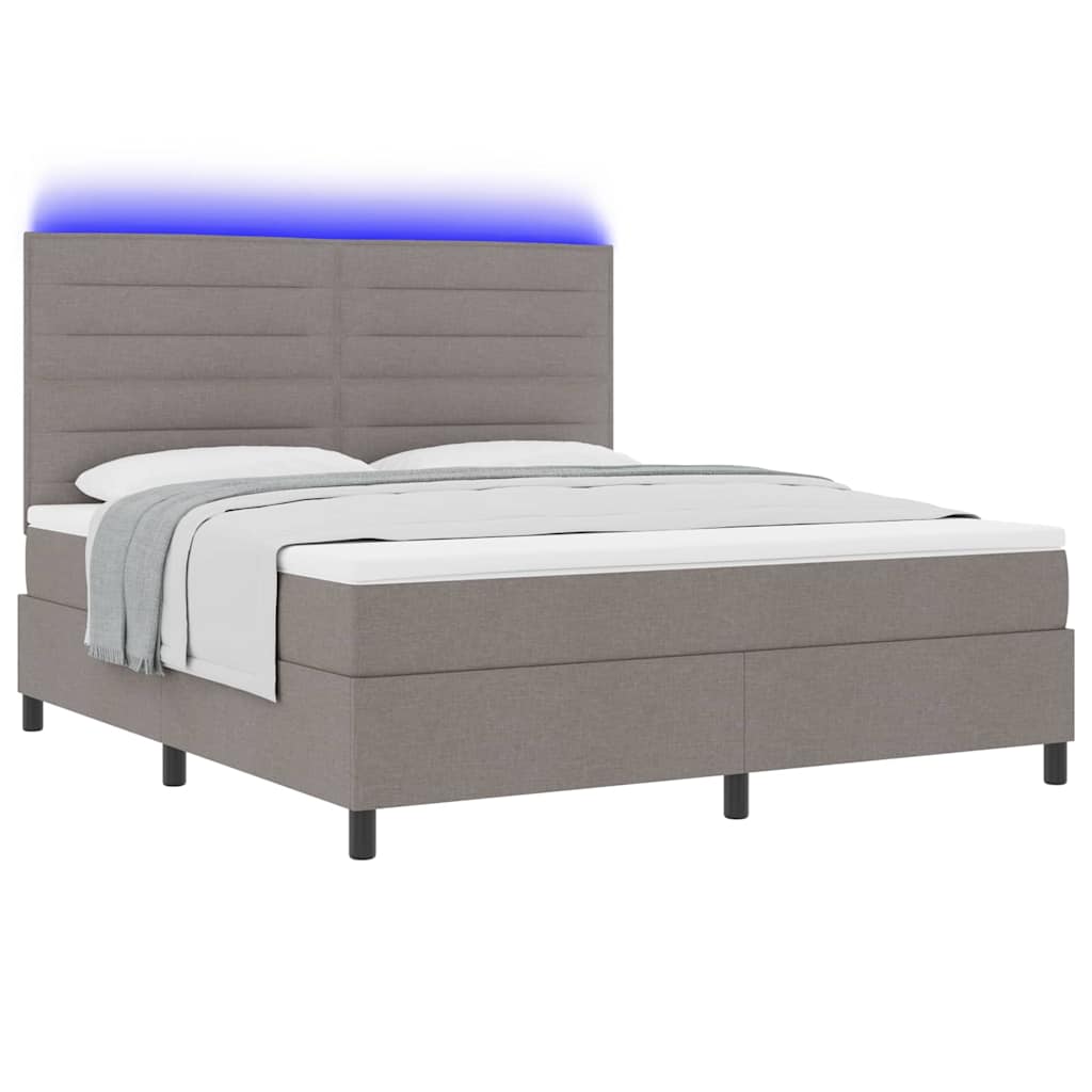 Boxspring bed met matras met LED Taupe 180 x 200 cm Stof