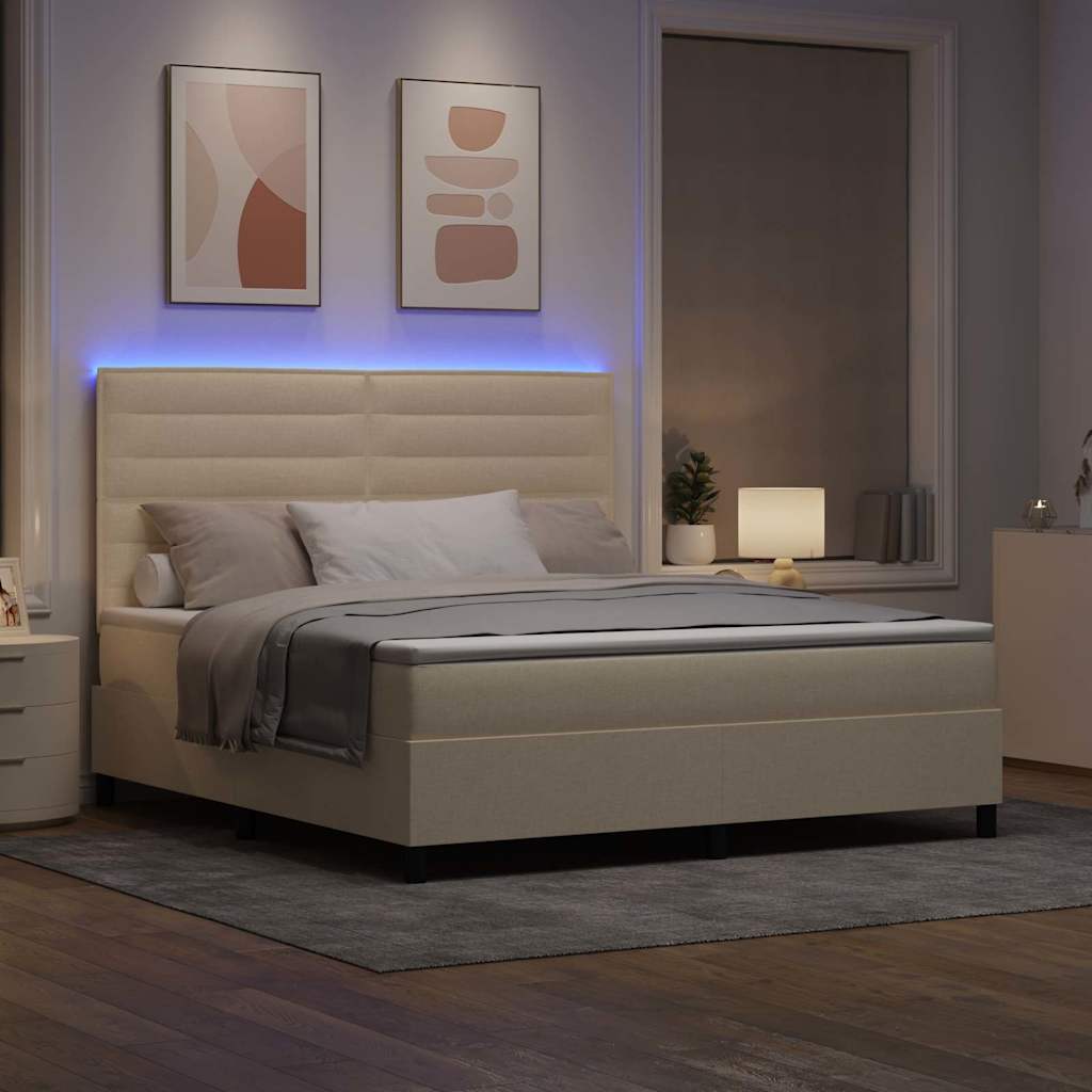 Boxspring bed met matras met LED Crème 180 x 200 cm Stof