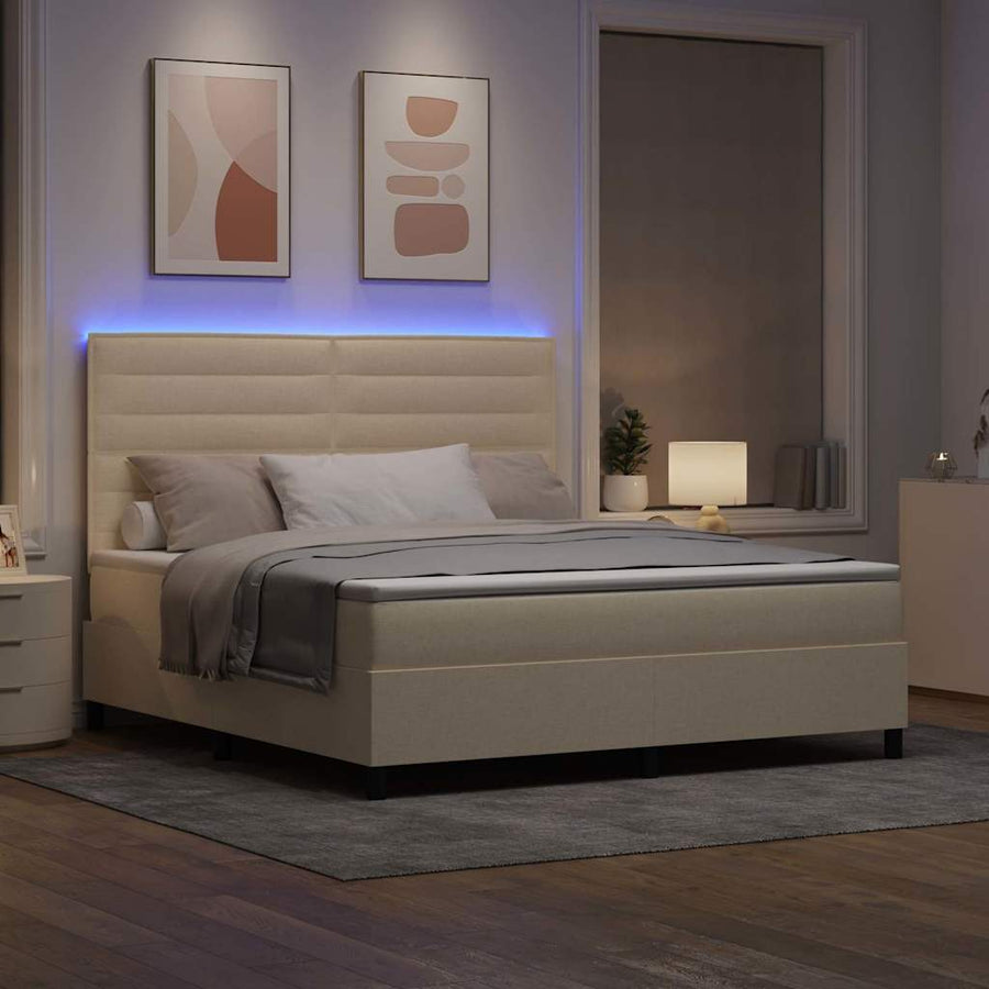Boxspring bed met matras met LED Crème 180 x 200 cm Stof