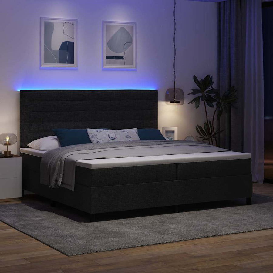 Boxspring bed met matras met LED Zwart 200 x 200 cm Stof