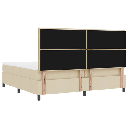 Boxspring bed met matras met LED Crème 200 x 200 cm Stof