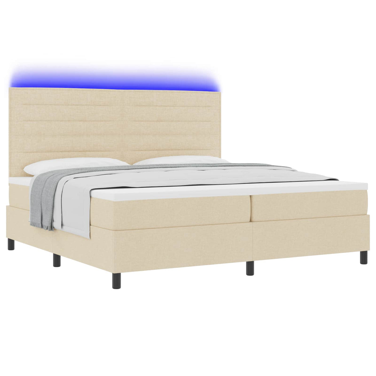 Boxspring bed met matras met LED Crème 200 x 200 cm Stof