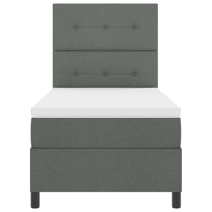 Boxspring bed met hoofdeinde Donkergrijs 90 x 190 cm Stof