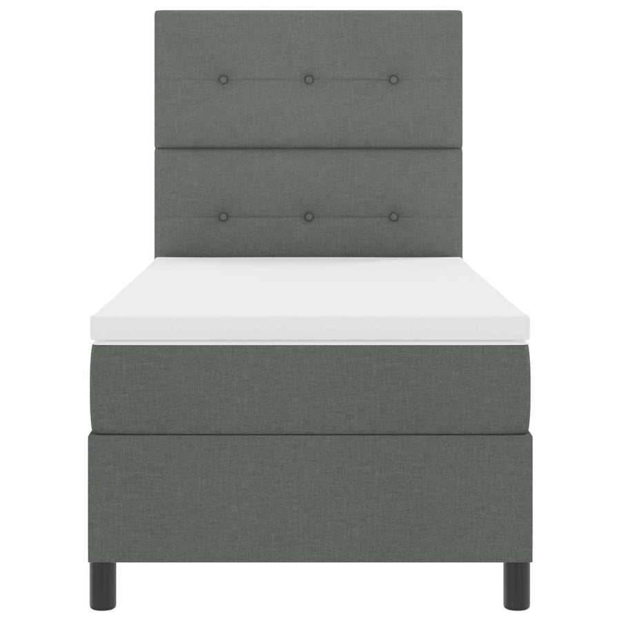 Boxspring bed met hoofdeinde Donkergrijs 90 x 200 cm Stof
