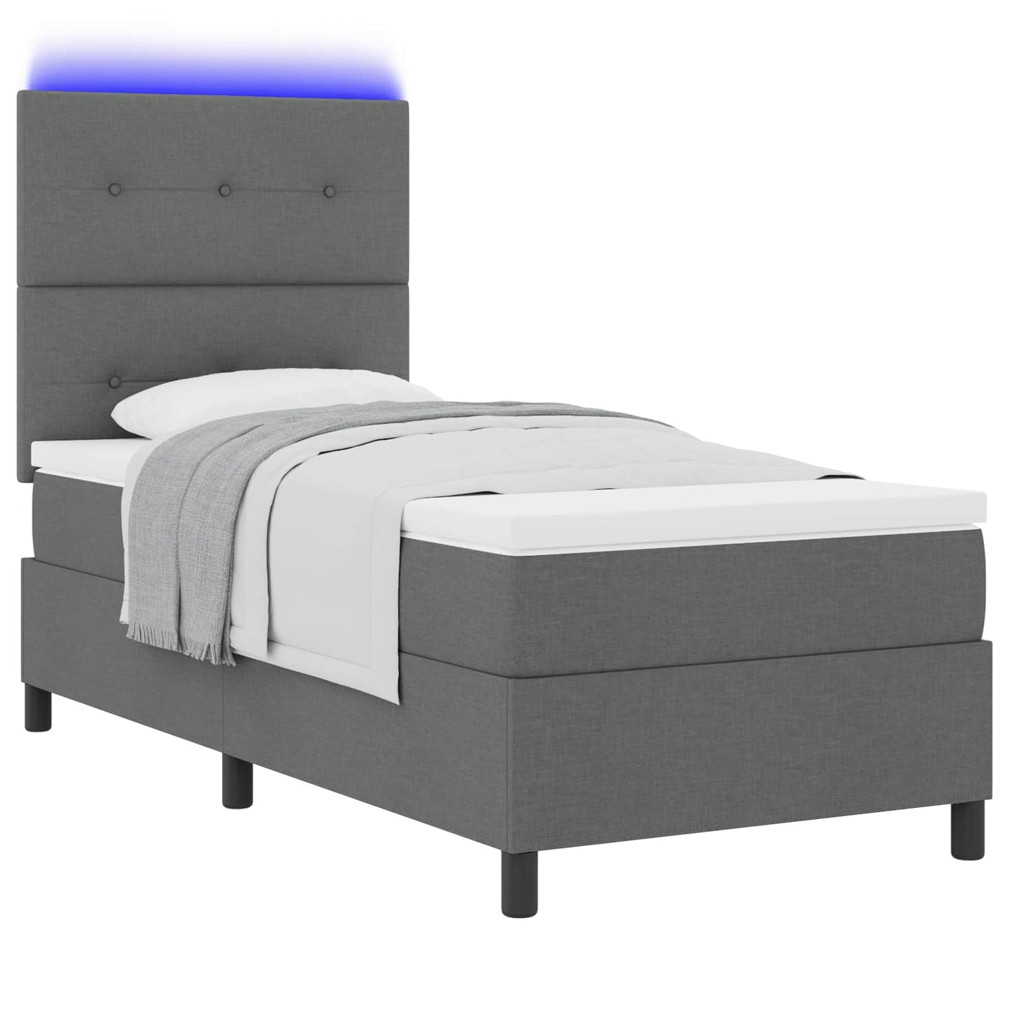 Boxspring bed met hoofdeinde Donkergrijs 90 x 200 cm Stof