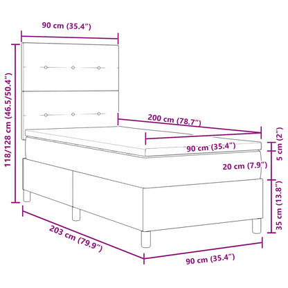 Boxspring bed met hoofdeinde Donkergrijs 90 x 200 cm Stof