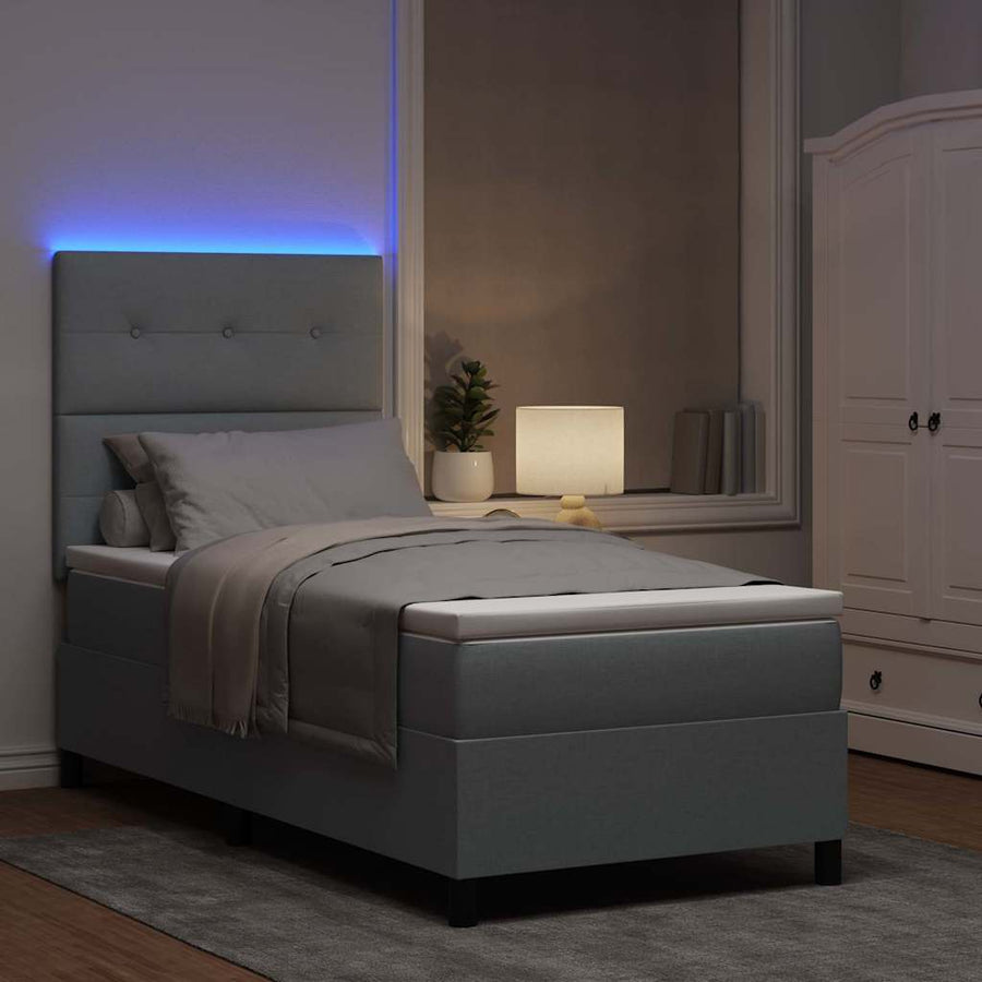 Boxspring bed met hoofdeinde Lichtgrijs 100 x 200 cm Stof