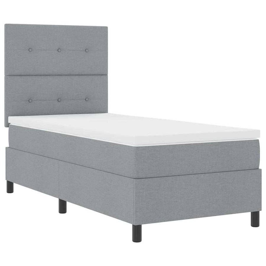 Boxspring bed met hoofdeinde Lichtgrijs 100 x 200 cm Stof